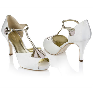 These 1920s art-deco inspired 'Carmen' satin t-bar shoes by Rachel Simpson, £165, are very elegant.
