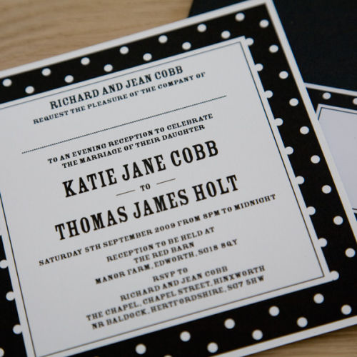 Dottie Creations do such lovely, fun wedding stationery. How about choosing black and white polka dots for your wedding?