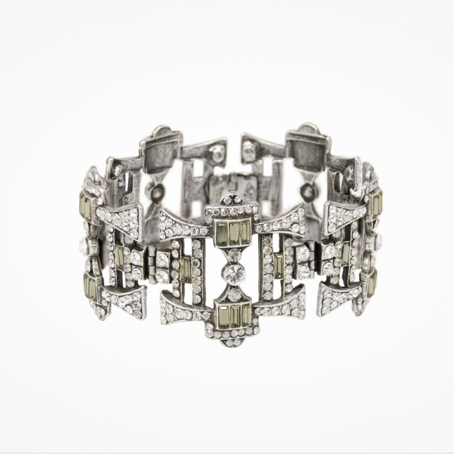 For a touch of glamour, this Peter Lang Art Deco style bracelet, £320, Liberty In Love, is ideal.